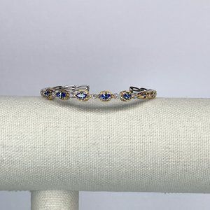 Gems by Michael Tanzanite & White Zircon .925 Silver/18K Gold Cuff Bracelet